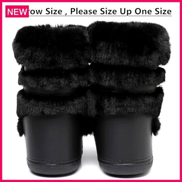 Women's Winter Snow Boots Faux Fur Lined Mid-Calf Waterproof Non-Slip - Picture 7 of 8